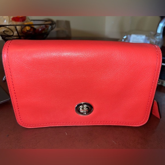Coach Legacy Penny #19914 Bright Coral Crossbody w/Tassels Turn Lock EUC - Picture 6 of 15